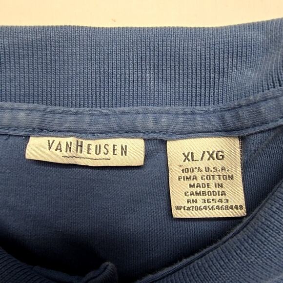 Vintage Van Heusen Classic Polo Shirt XL Blue Short Sleeve Casual Shirt 2000s - Picture 6 of 9